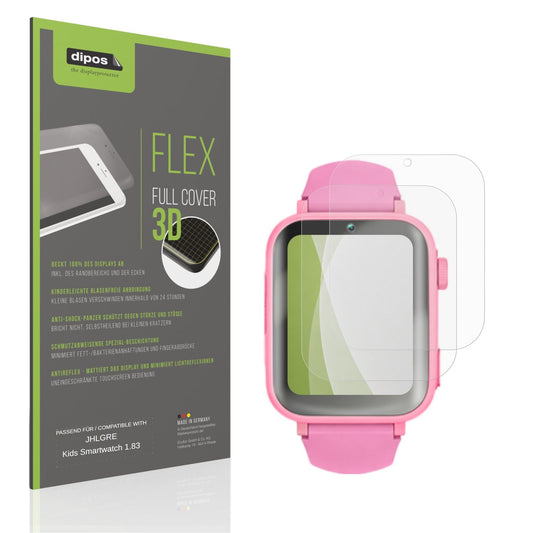 Matte Displayschutzfolie von dipos passend für JHLGRE Kids Smartwatch 1.83, 100% Displayabdeckung und blasenfreie Montage