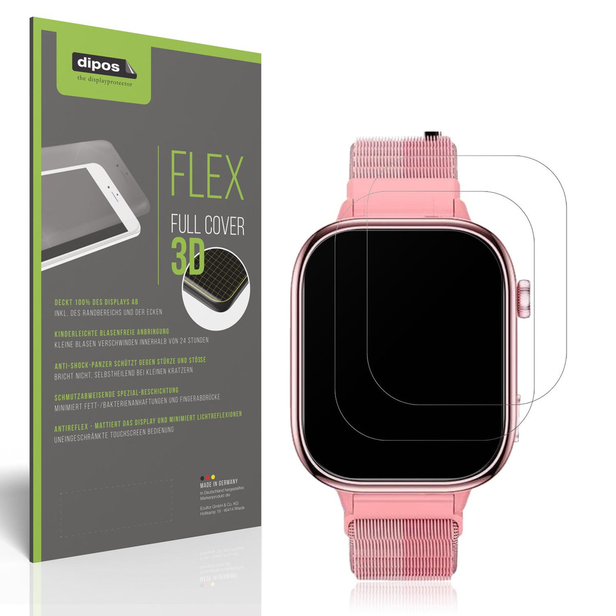 Matte Displayschutzfolie von dipos passend für JoJoego Smartwatch Kinder, 100% Displayabdeckung und blasenfreie Montage
