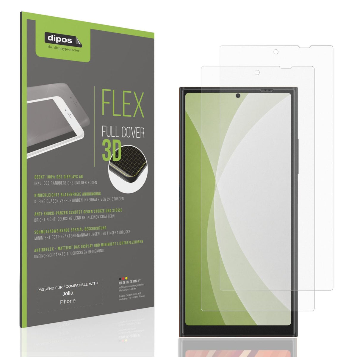 Matte Displayschutzfolie von dipos passend für Jolla Phone, 100% Displayabdeckung und blasenfreie Montage