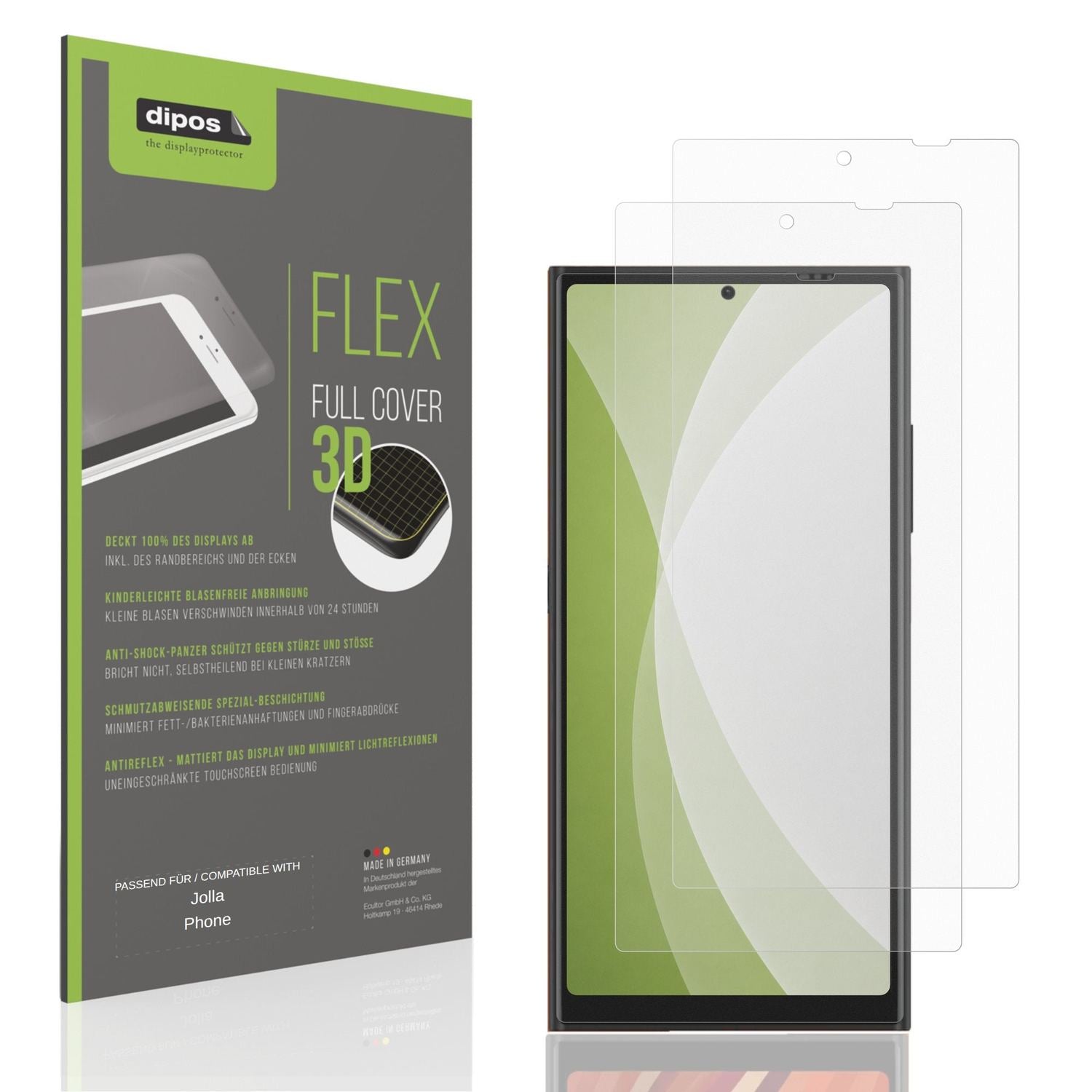 Matte Displayschutzfolie von dipos passend für Jolla Phone, 100% Displayabdeckung und blasenfreie Montage