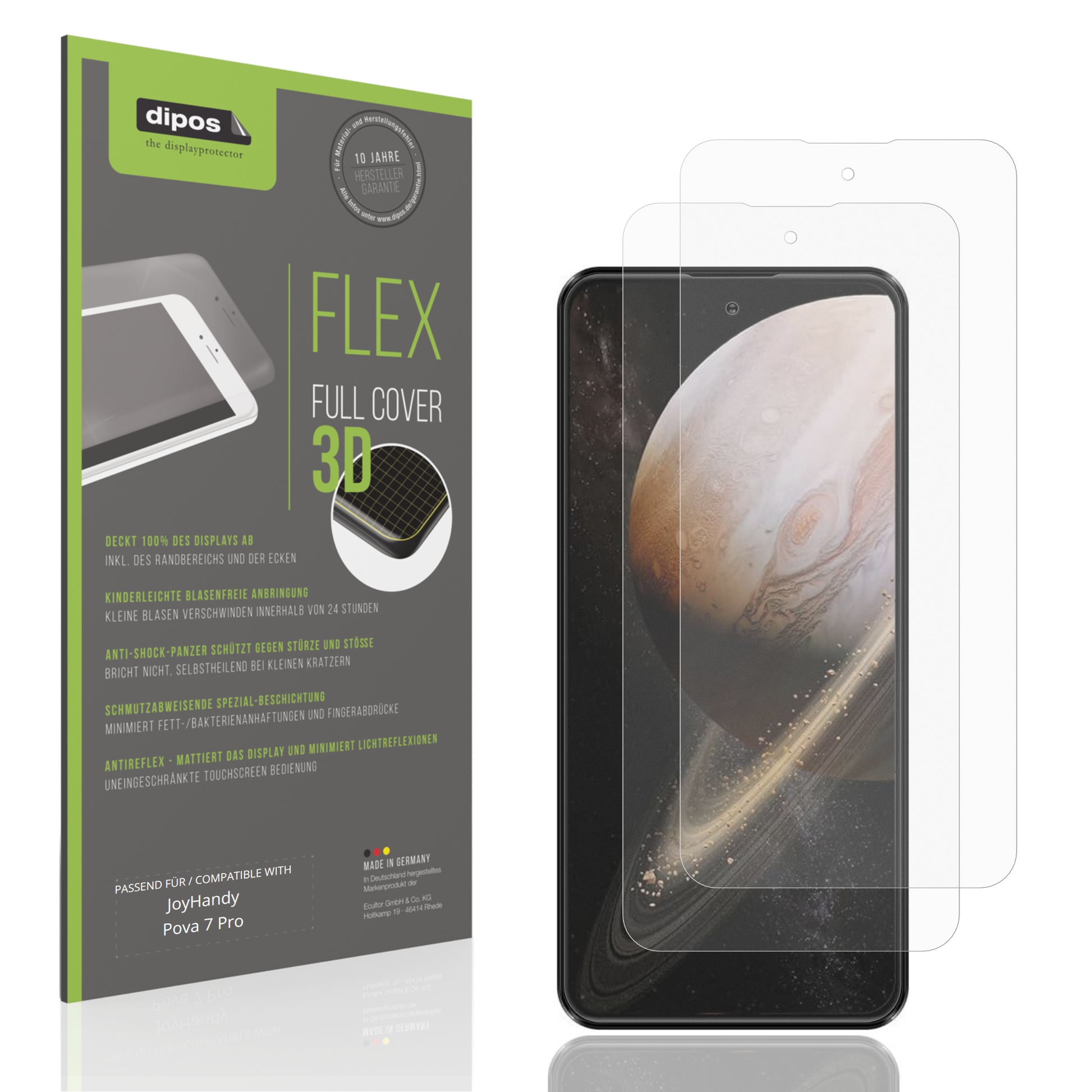 Matte Displayschutzfolie von dipos passend für JoyHandy Pova 7 Pro, 100% Displayabdeckung und blasenfreie Montage