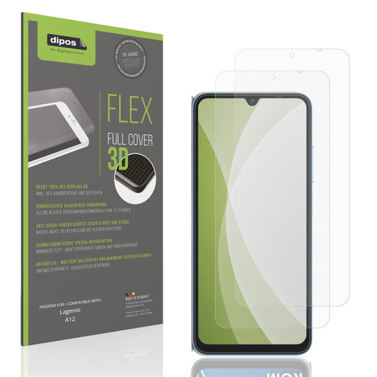 Matte Displayschutzfolie von dipos passend für Lagenio A12, 100% Displayabdeckung und blasenfreie Montage