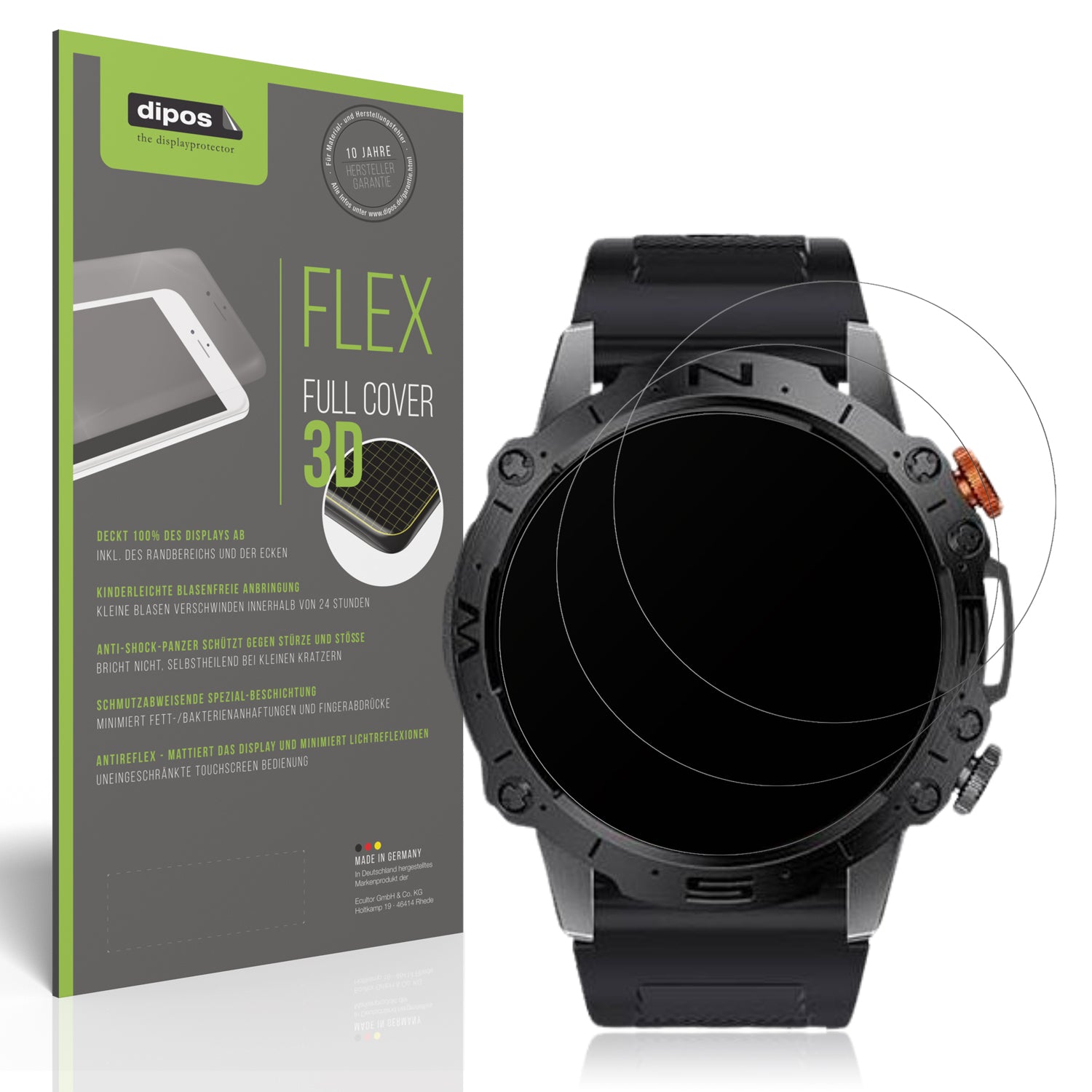Matte Displayschutzfolie von dipos passend für LIGE Smart Sports Watch I10, 100% Displayabdeckung und blasenfreie Montage