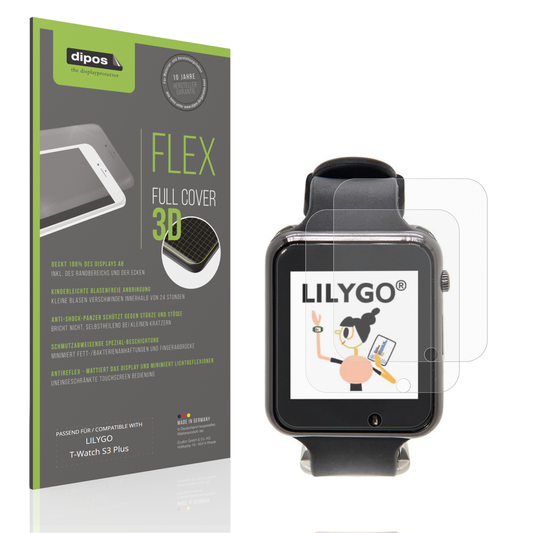 Matte Displayschutzfolie von dipos passend für LILYGO T-Watch S3 Plus, 100% Displayabdeckung und blasenfreie Montage