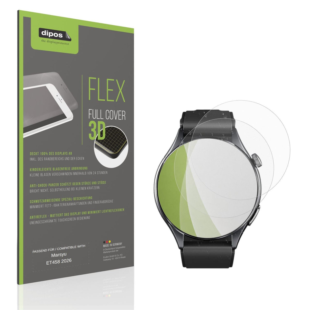 Matte Displayschutzfolie von dipos passend für Marsyu ET458 2026, 100% Displayabdeckung und blasenfreie Montage