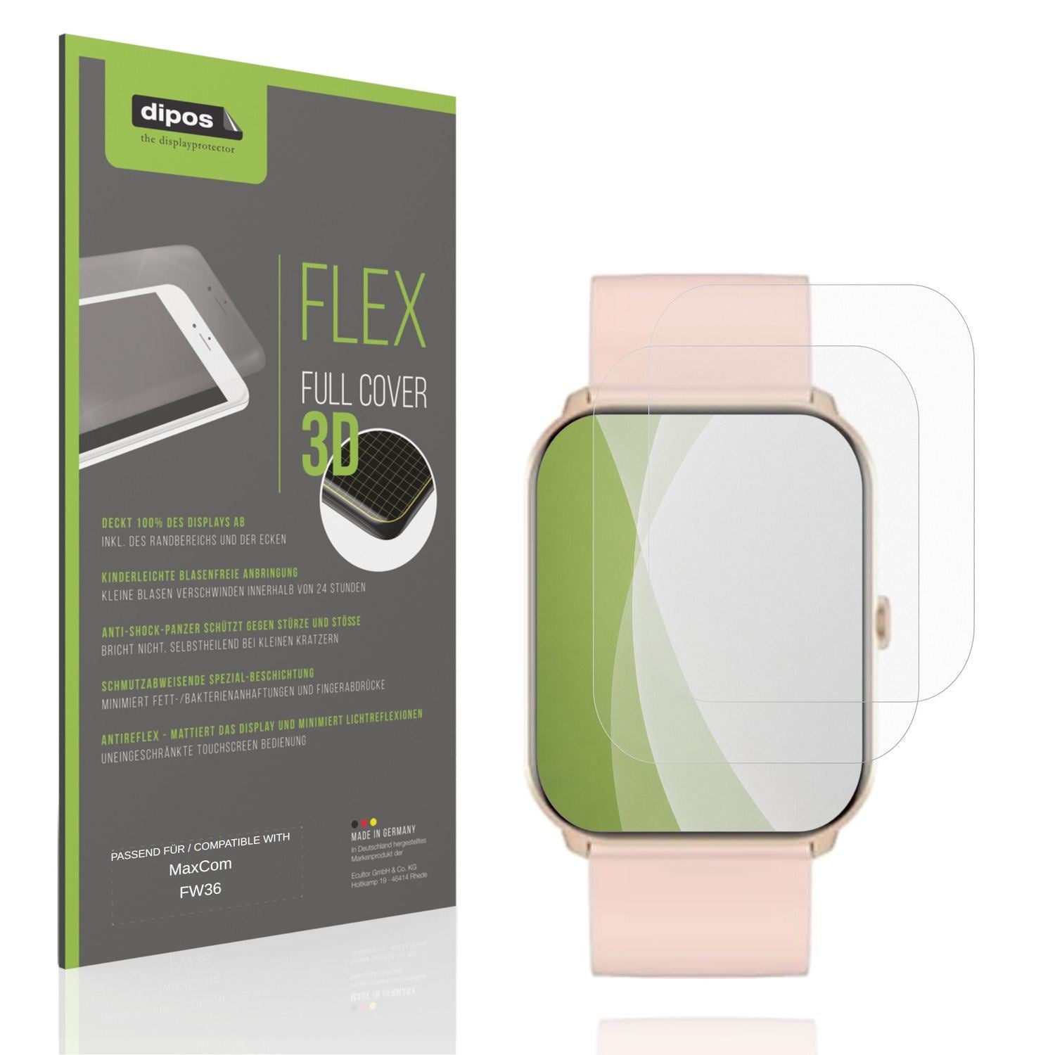 Matte Displayschutzfolie von dipos passend für MaxCom FW36, 100% Displayabdeckung und blasenfreie Montage