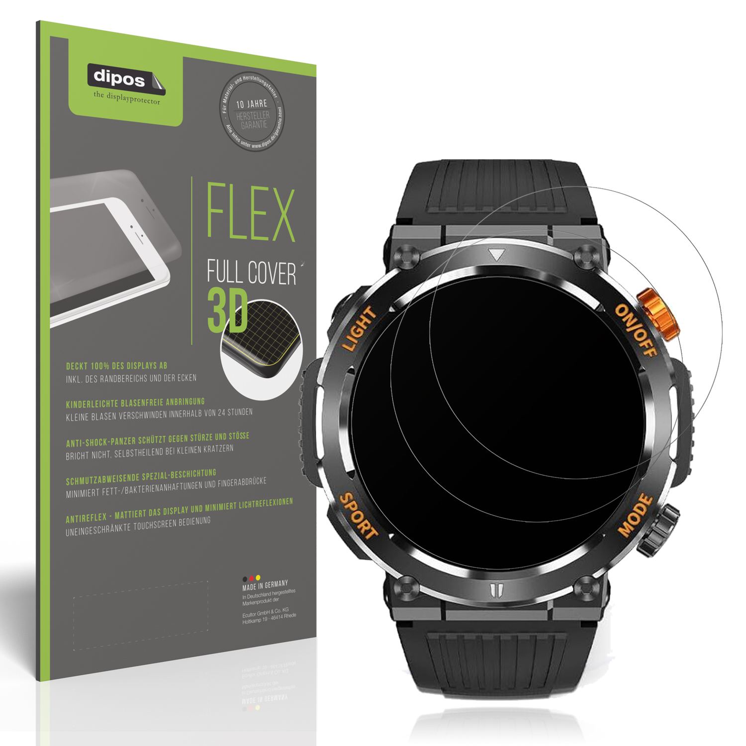 Matte Displayschutzfolie von dipos passend für MEGALITH K52 Fitness Tracker, 100% Displayabdeckung und blasenfreie Montage