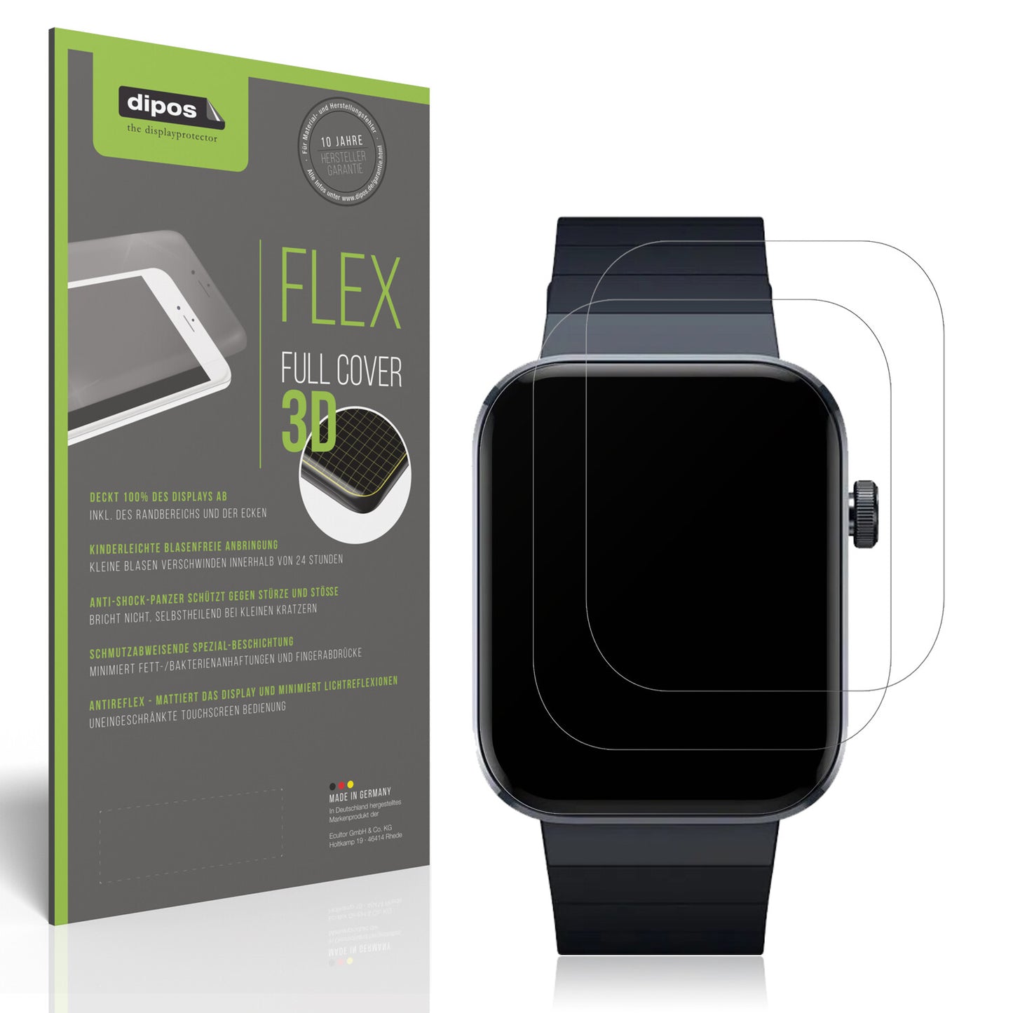 Matte Displayschutzfolie von dipos passend für Mibro Watch T1, 100% Displayabdeckung und blasenfreie Montage