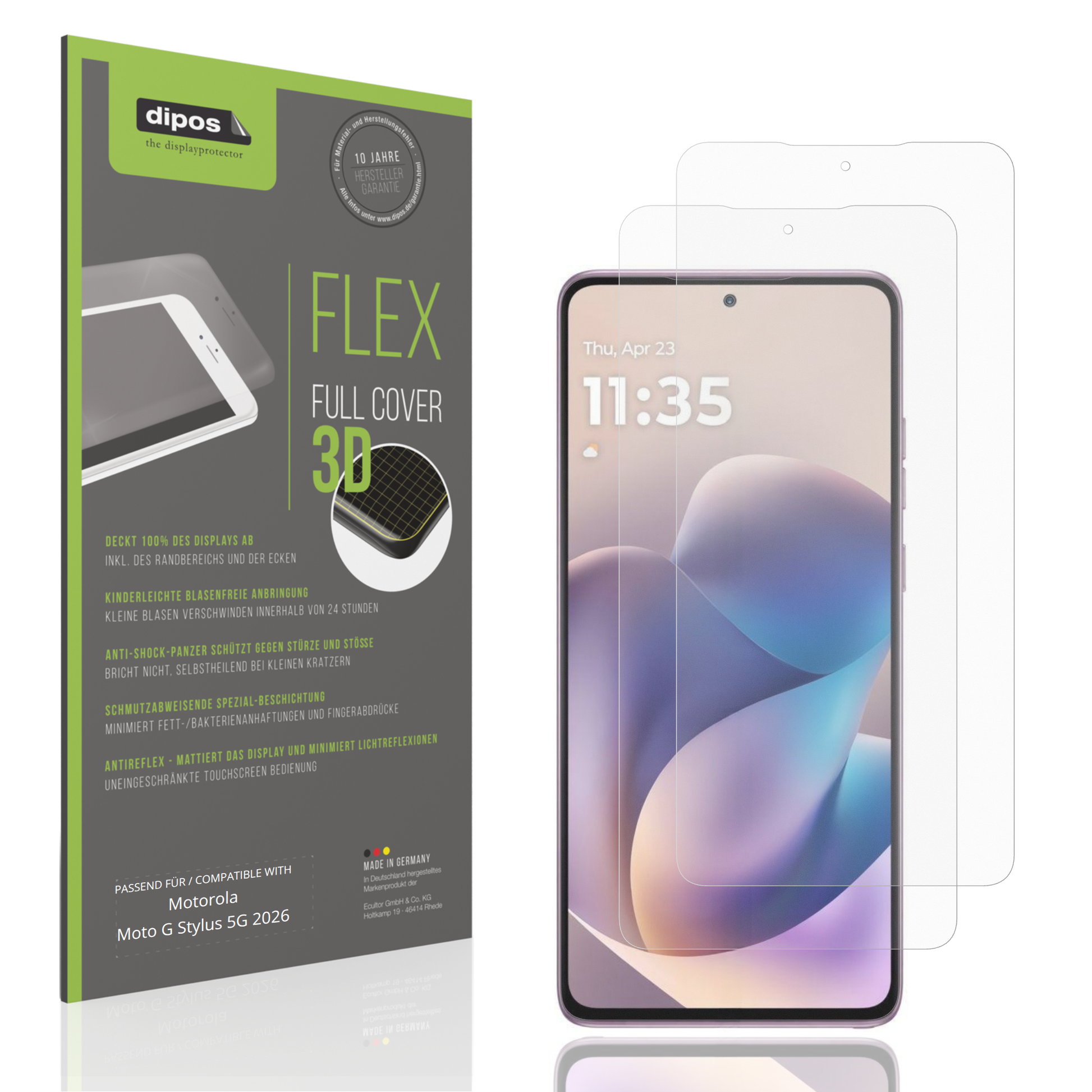 Matte Displayschutzfolie von dipos passend für Motorola Moto G Stylus 5G 2026, 100% Displayabdeckung und blasenfreie Montage