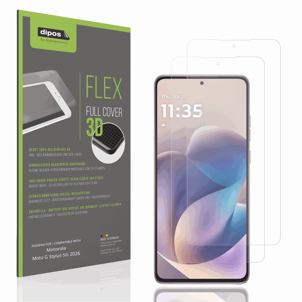 Matte Displayschutzfolie von dipos passend für Motorola Moto G Stylus 5G 2026, 100% Displayabdeckung und blasenfreie Montage