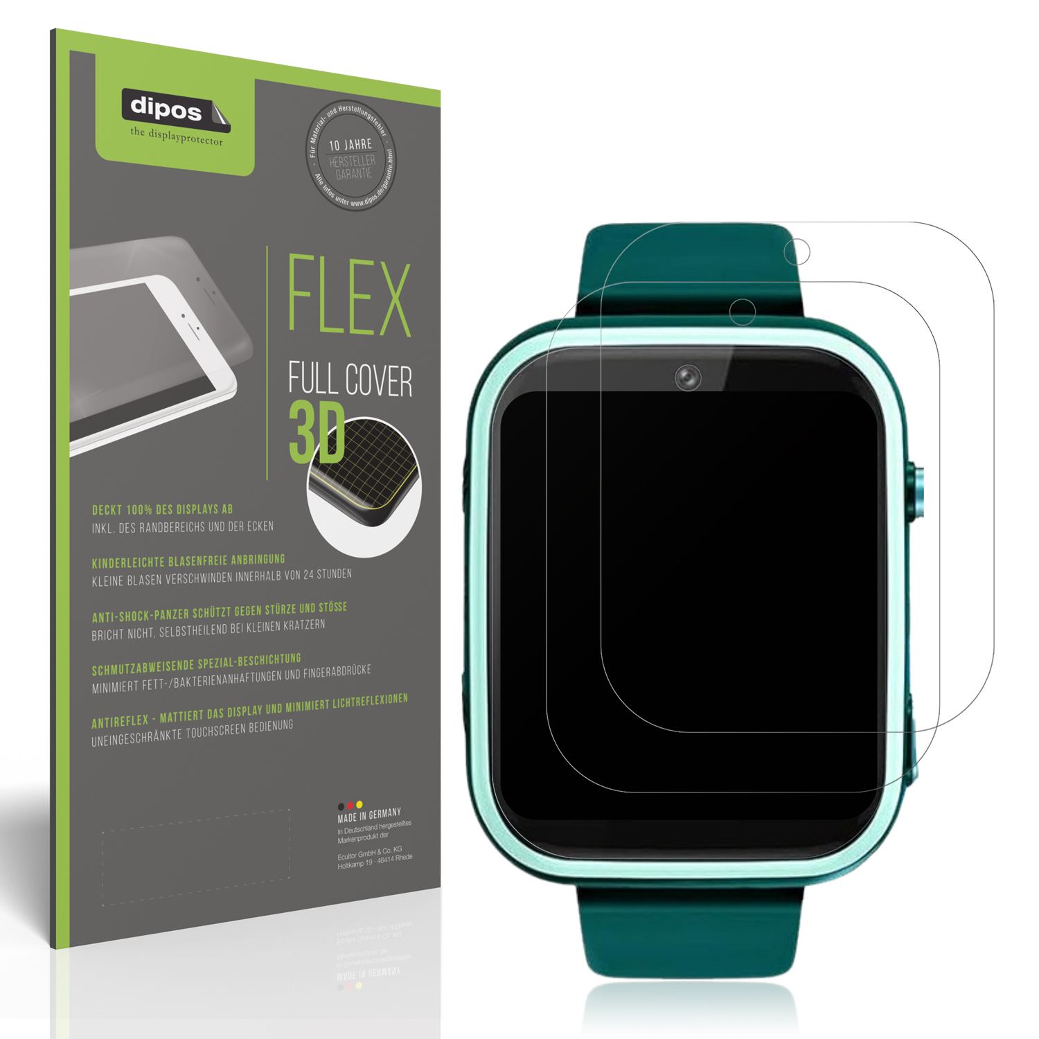 Matte Displayschutzfolie von dipos passend für Okyuk T45 Smartwatch Kinder, 100% Displayabdeckung und blasenfreie Montage