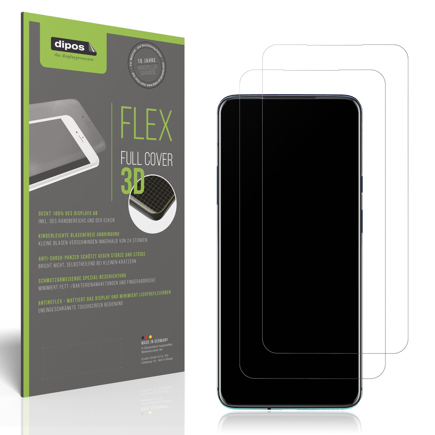 Matte Displayschutzfolie von dipos passend für OnePlus 7T Pro, 100% Displayabdeckung und blasenfreie Montage
