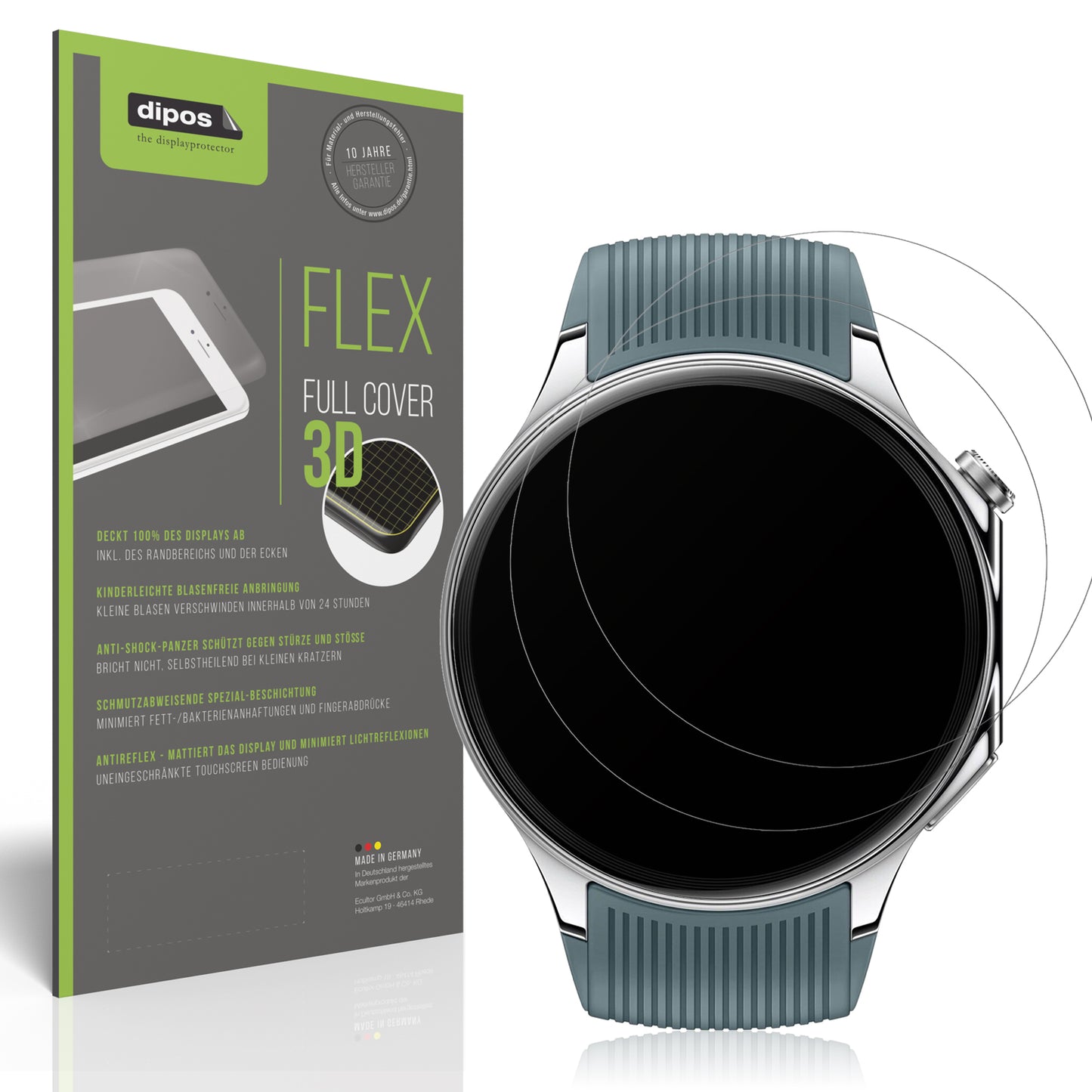 Matte Displayschutzfolie von dipos passend für OnePlus Watch 2, 100% Displayabdeckung und blasenfreie Montage