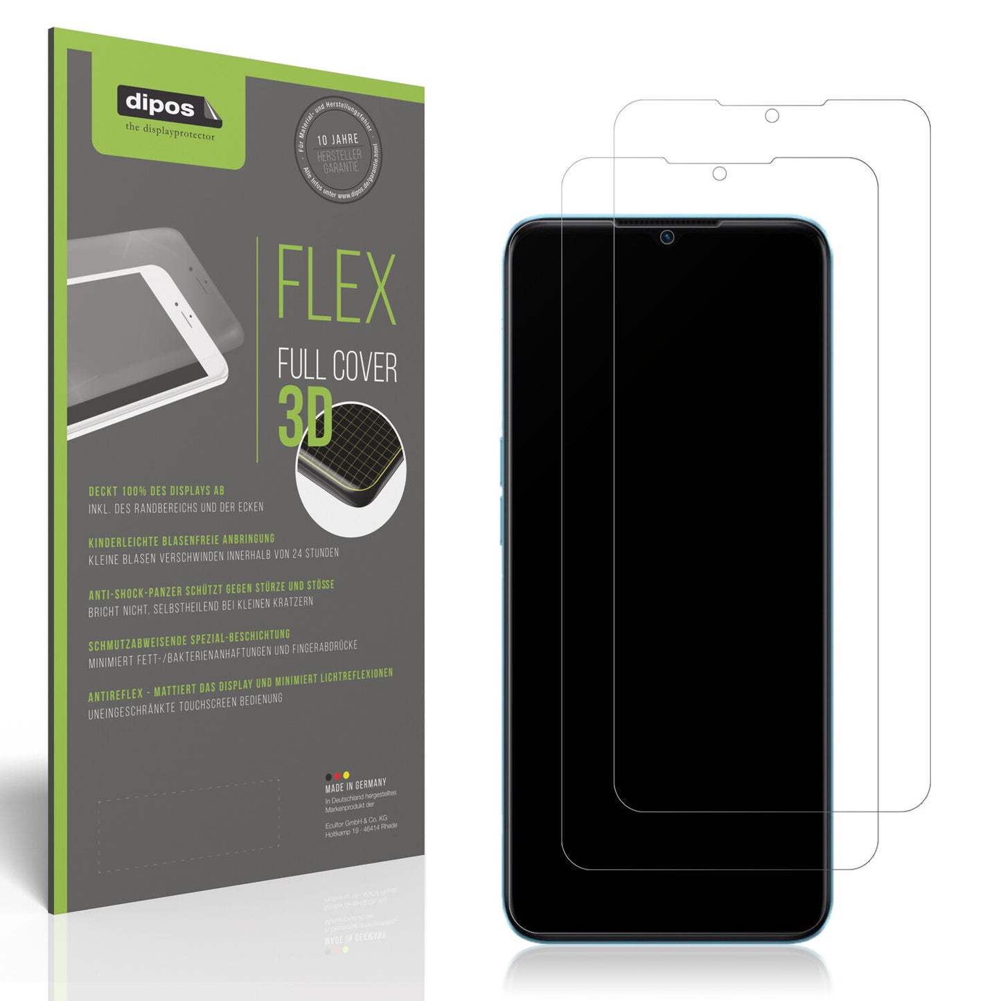 Matte Displayschutzfolie von dipos passend für Oppo A57 5G, 100% Displayabdeckung und blasenfreie Montage