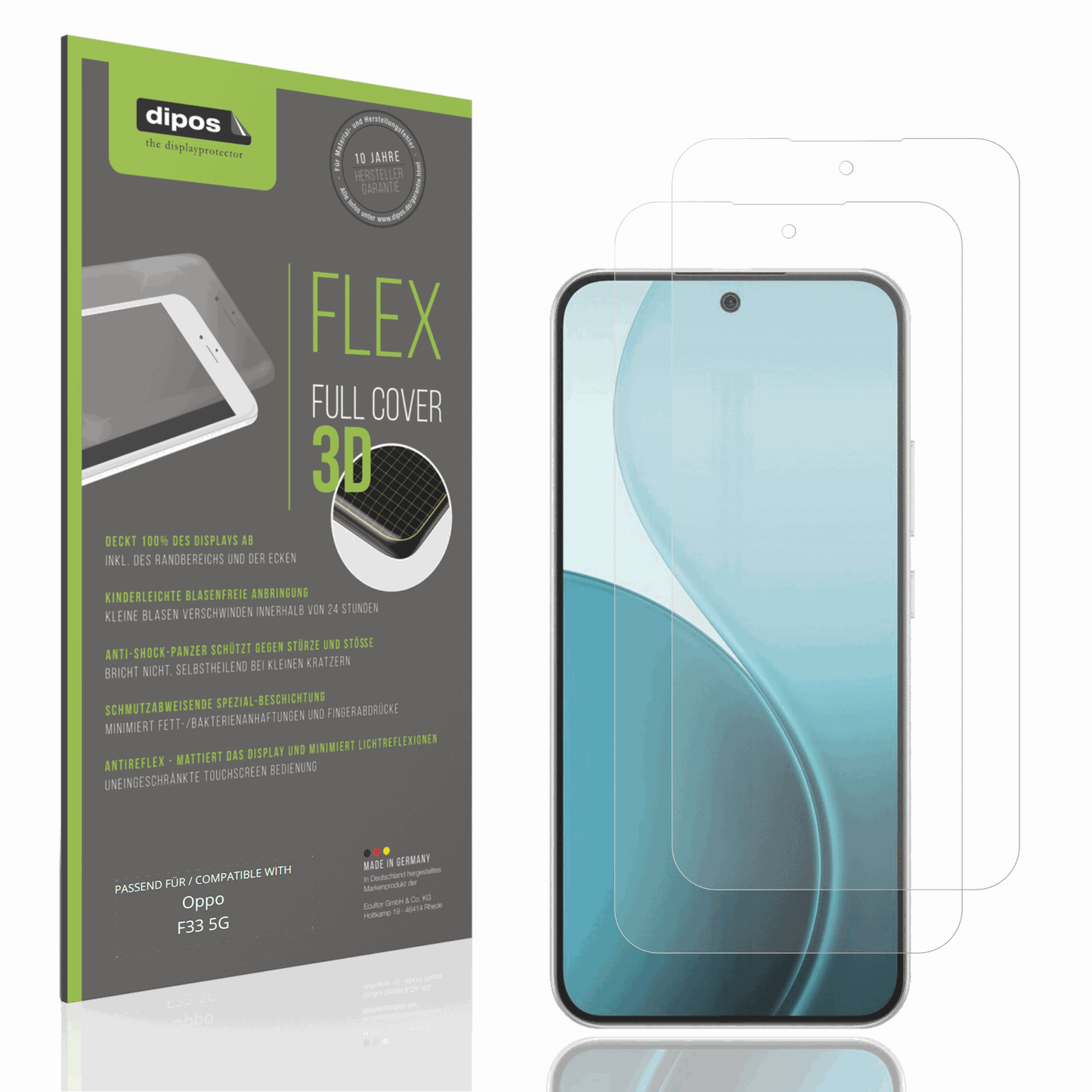 Matte Displayschutzfolie von dipos passend für Oppo F33 5G, 100% Displayabdeckung und blasenfreie Montage