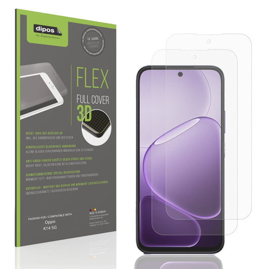 Matte Displayschutzfolie von dipos passend für Oppo K14 5G, 100% Displayabdeckung und blasenfreie Montage