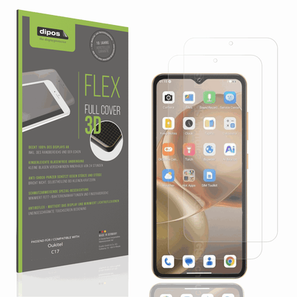 Matte Displayschutzfolie von dipos passend für Oukitel C17, 100% Displayabdeckung und blasenfreie Montage