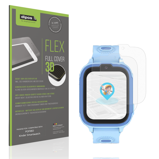 Matte Displayschutzfolie von dipos passend für POFIBO Kinder Smartwatch, 100% Displayabdeckung und blasenfreie Montage