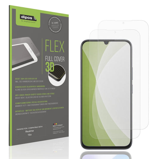 Matte Displayschutzfolie von dipos passend für Realme 16x, 100% Displayabdeckung und blasenfreie Montage