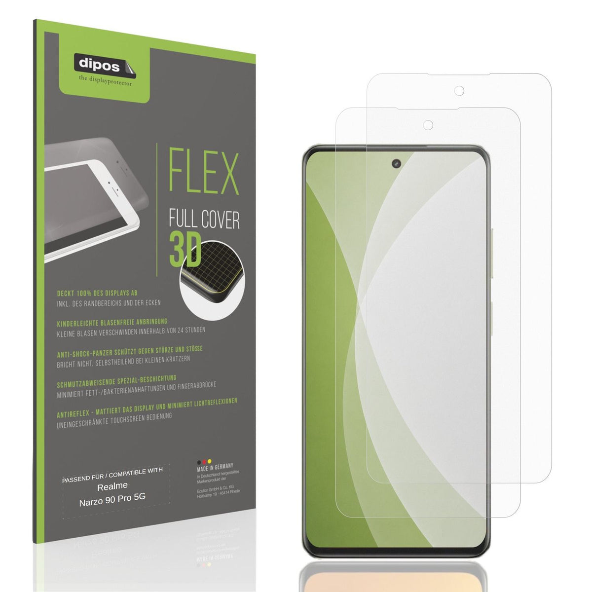 Matte Displayschutzfolie von dipos passend für Realme Narzo 90 Pro 5G, 100% Displayabdeckung und blasenfreie Montage