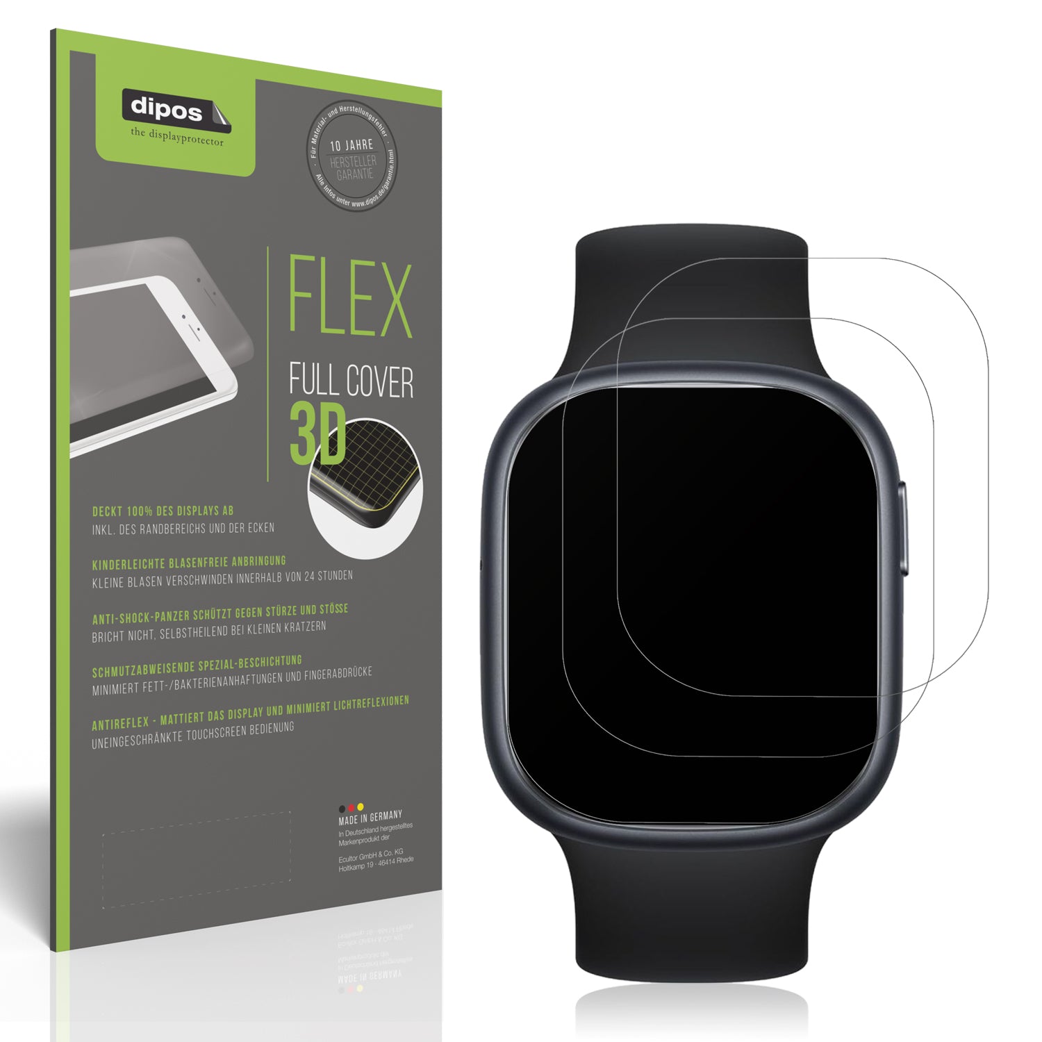 Matte Displayschutzfolie von dipos passend für Rollme S1 Smartwatch, 100% Displayabdeckung und blasenfreie Montage