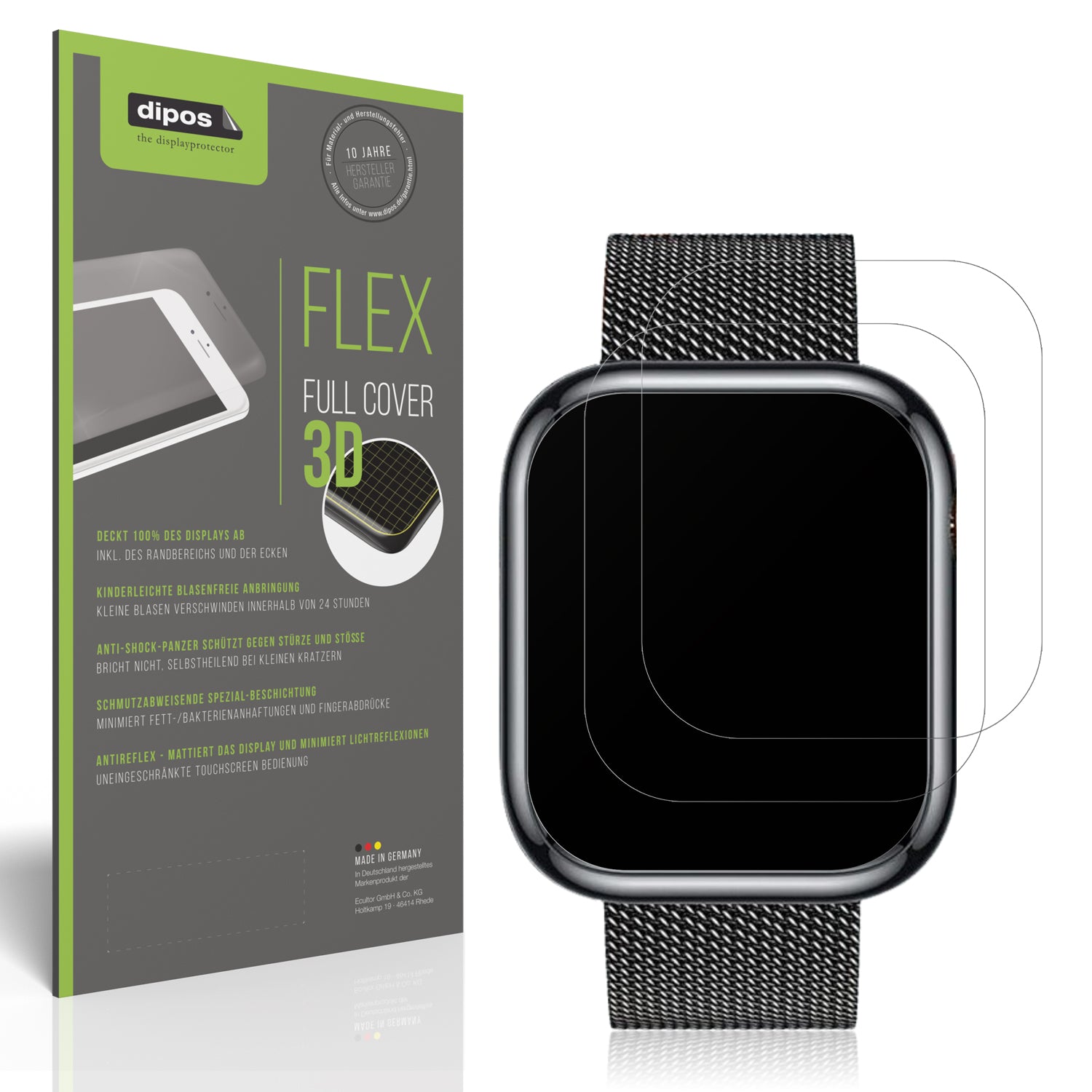 Matte Displayschutzfolie von dipos passend für Ruxingx 1.47 Zoll Smartwatch, 100% Displayabdeckung und blasenfreie Montage