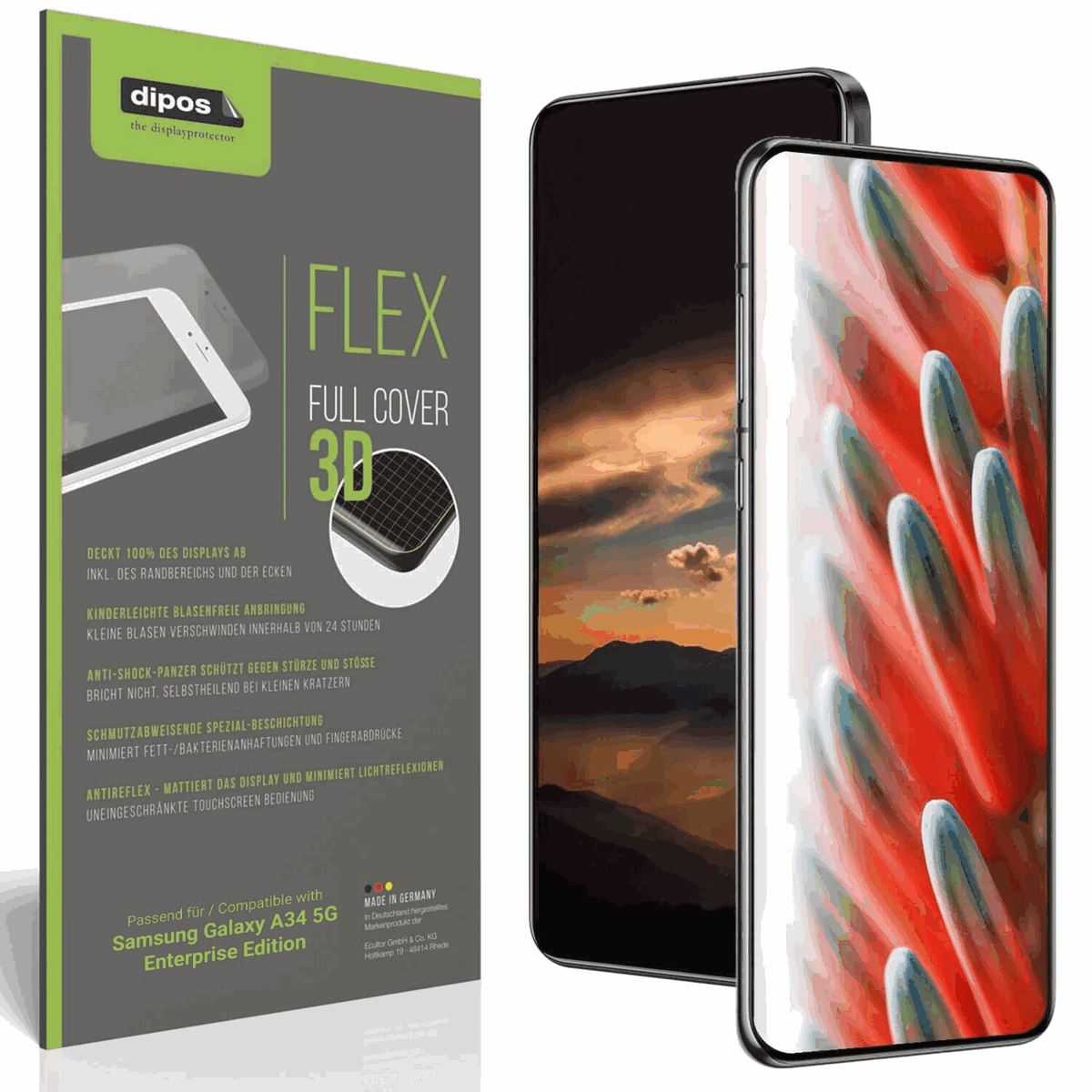 Matte Displayschutzfolie von dipos passend für Samsung Galaxy A34 5G Enterprise Edition, 100% Displayabdeckung und blasenfreie Montage