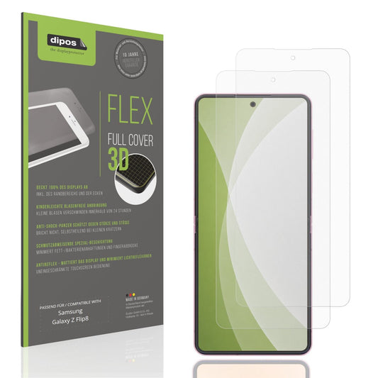 Matte Displayschutzfolie von dipos passend für Samsung Galaxy Z Flip8 Innenseite, 100% Displayabdeckung und blasenfreie Montage