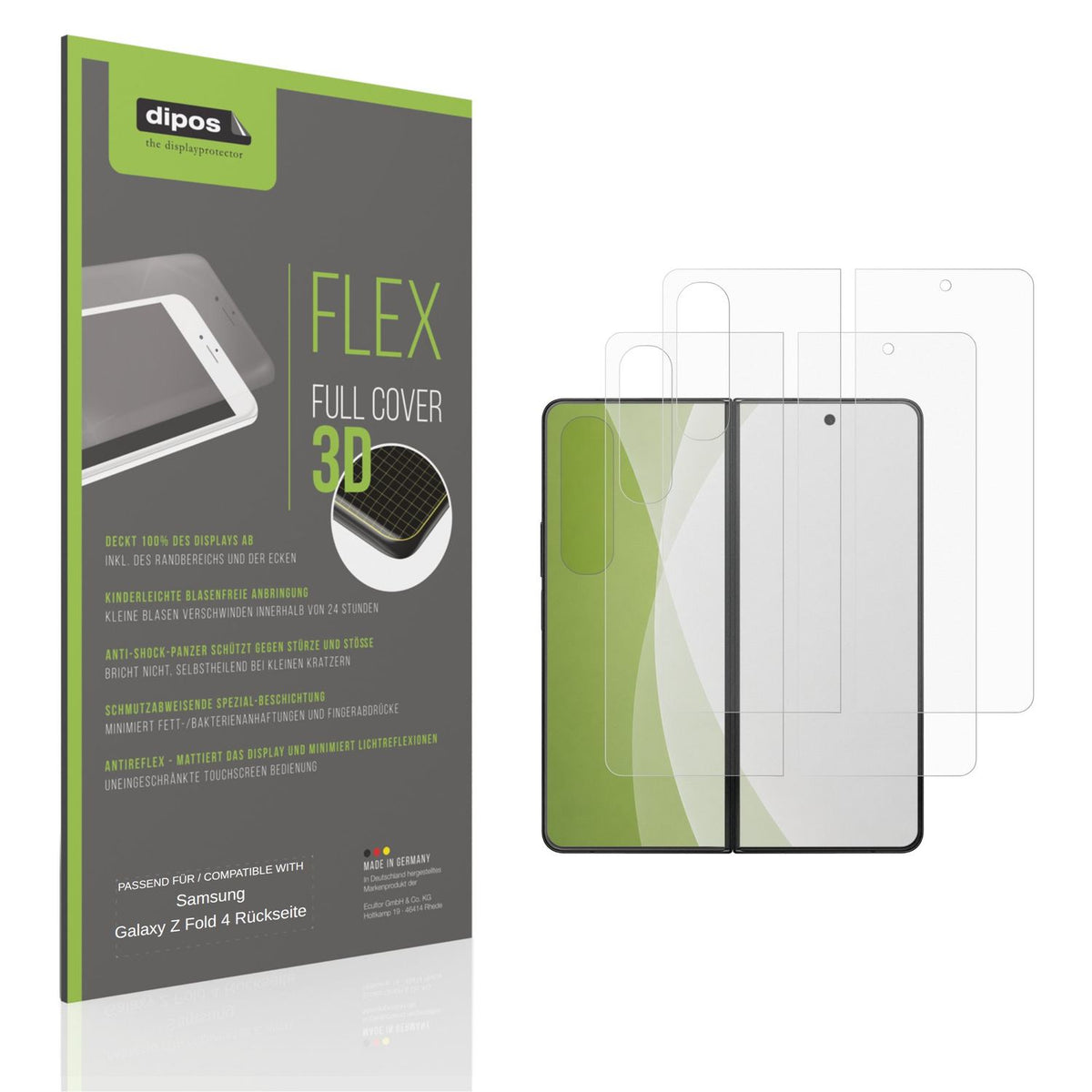 Matte Displayschutzfolie von dipos passend f�r Samsung Galaxy Z Fold 4 Aussenseite, 100% Displayabdeckung und blasenfreie Montage
