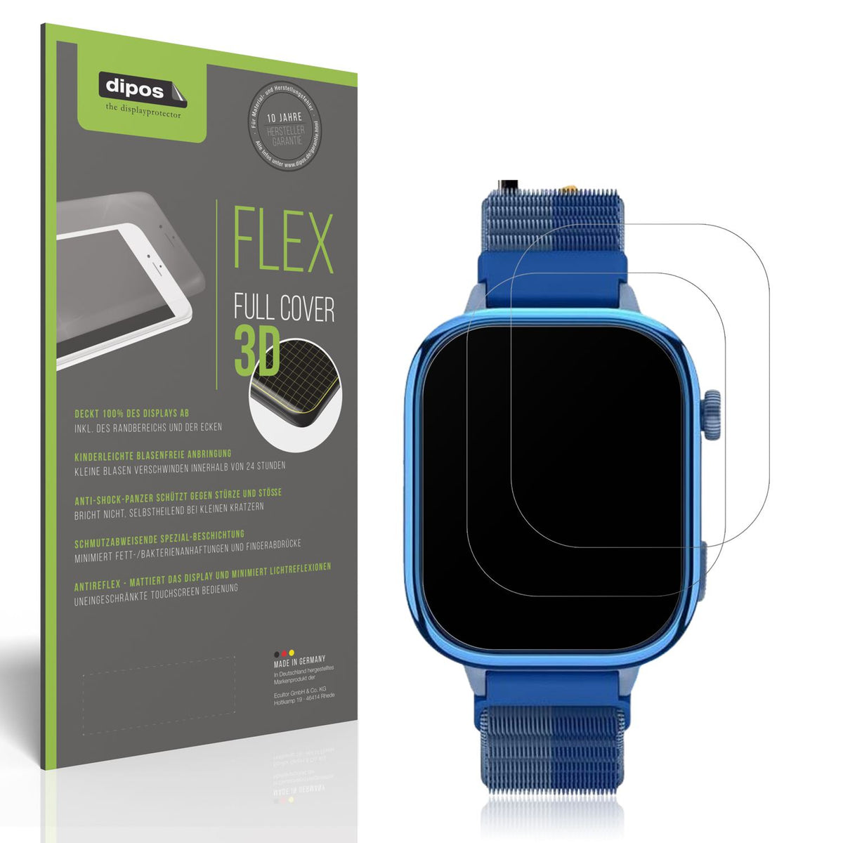 Matte Displayschutzfolie von dipos passend für Sanorum T40 4G Smartwatch, 100% Displayabdeckung und blasenfreie Montage