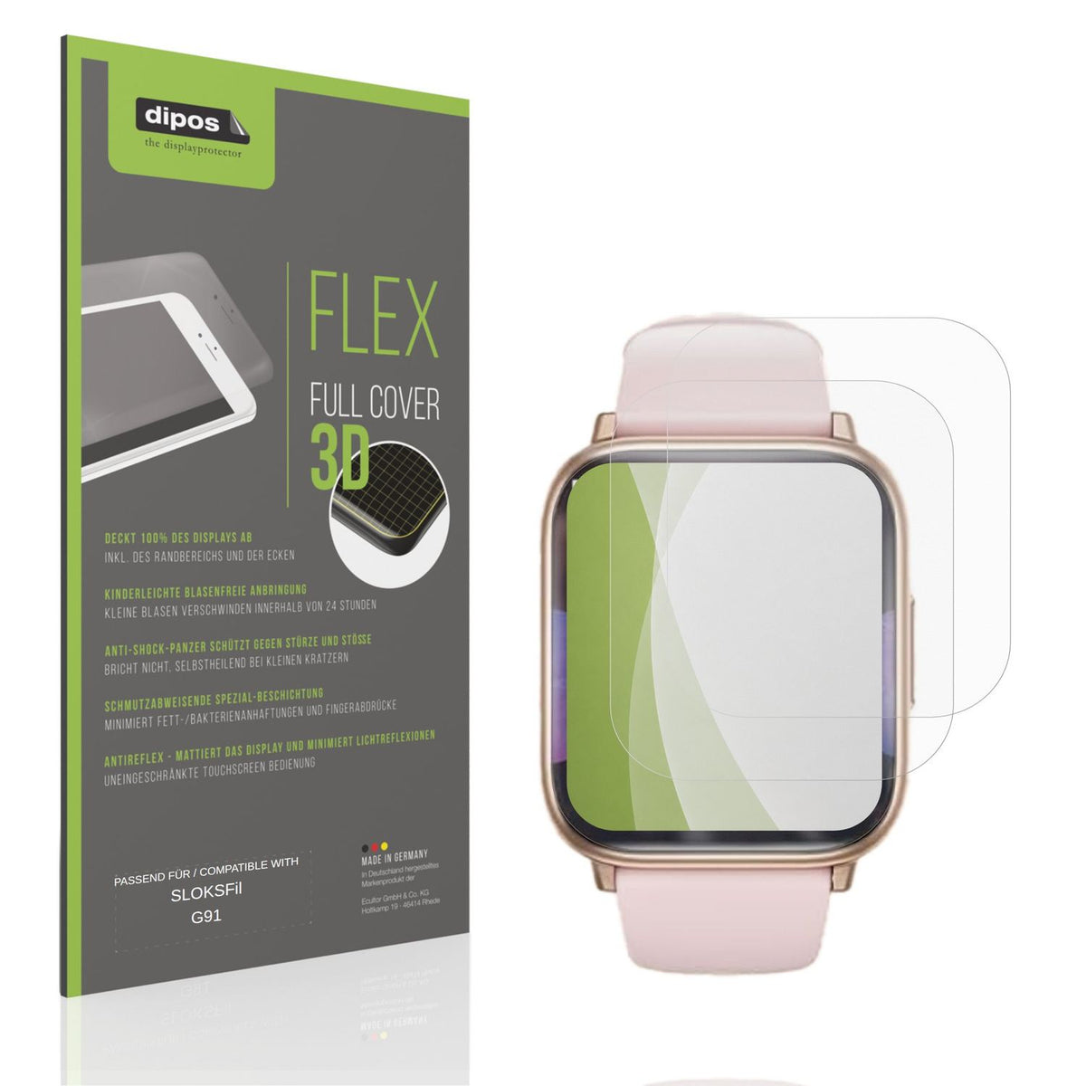 Matte Displayschutzfolie von dipos passend für SLOKSFil G91, 100% Displayabdeckung und blasenfreie Montage