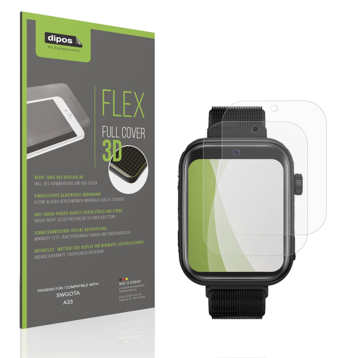 Matte Displayschutzfolie von dipos passend für SWGOTA A33, 100% Displayabdeckung und blasenfreie Montage