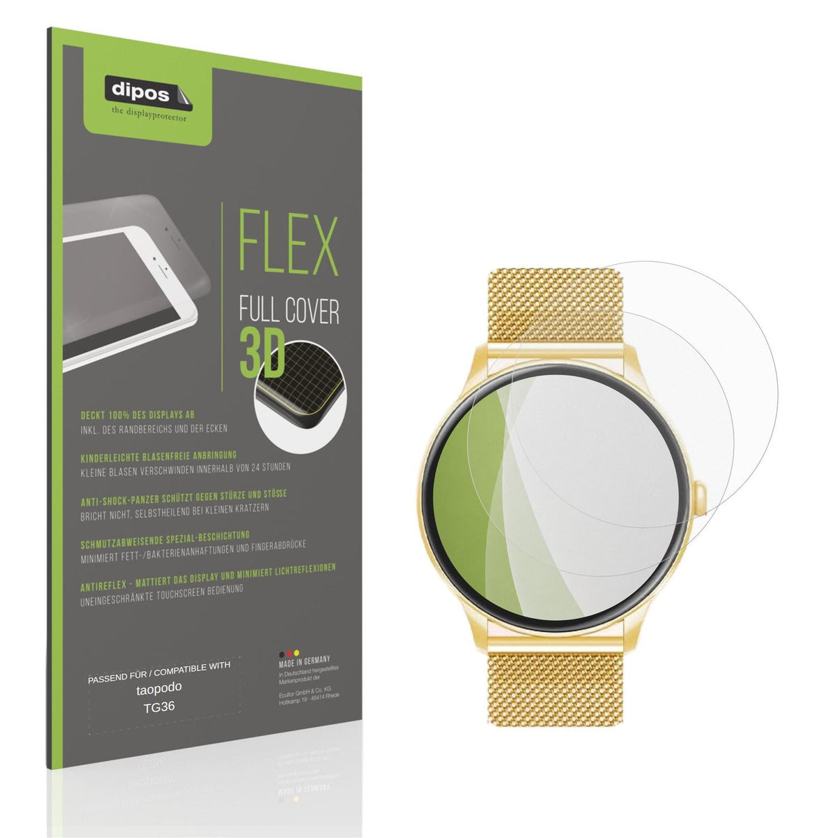 Matte Displayschutzfolie von dipos passend für taopodo TG36, 100% Displayabdeckung und blasenfreie Montage