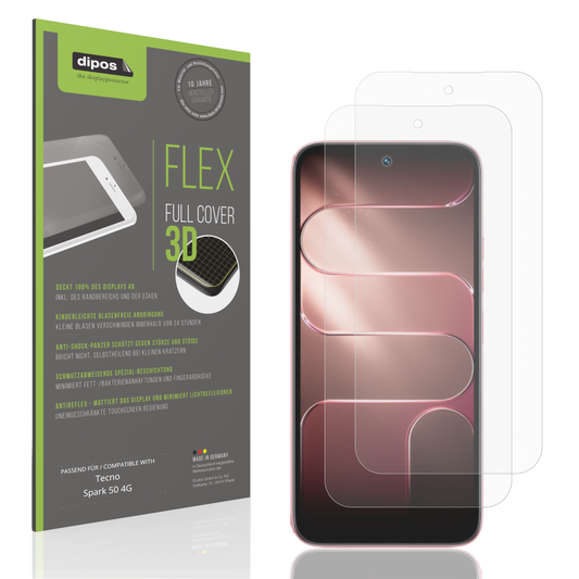 Matte Displayschutzfolie von dipos passend für Tecno Spark 50 4G, 100% Displayabdeckung und blasenfreie Montage