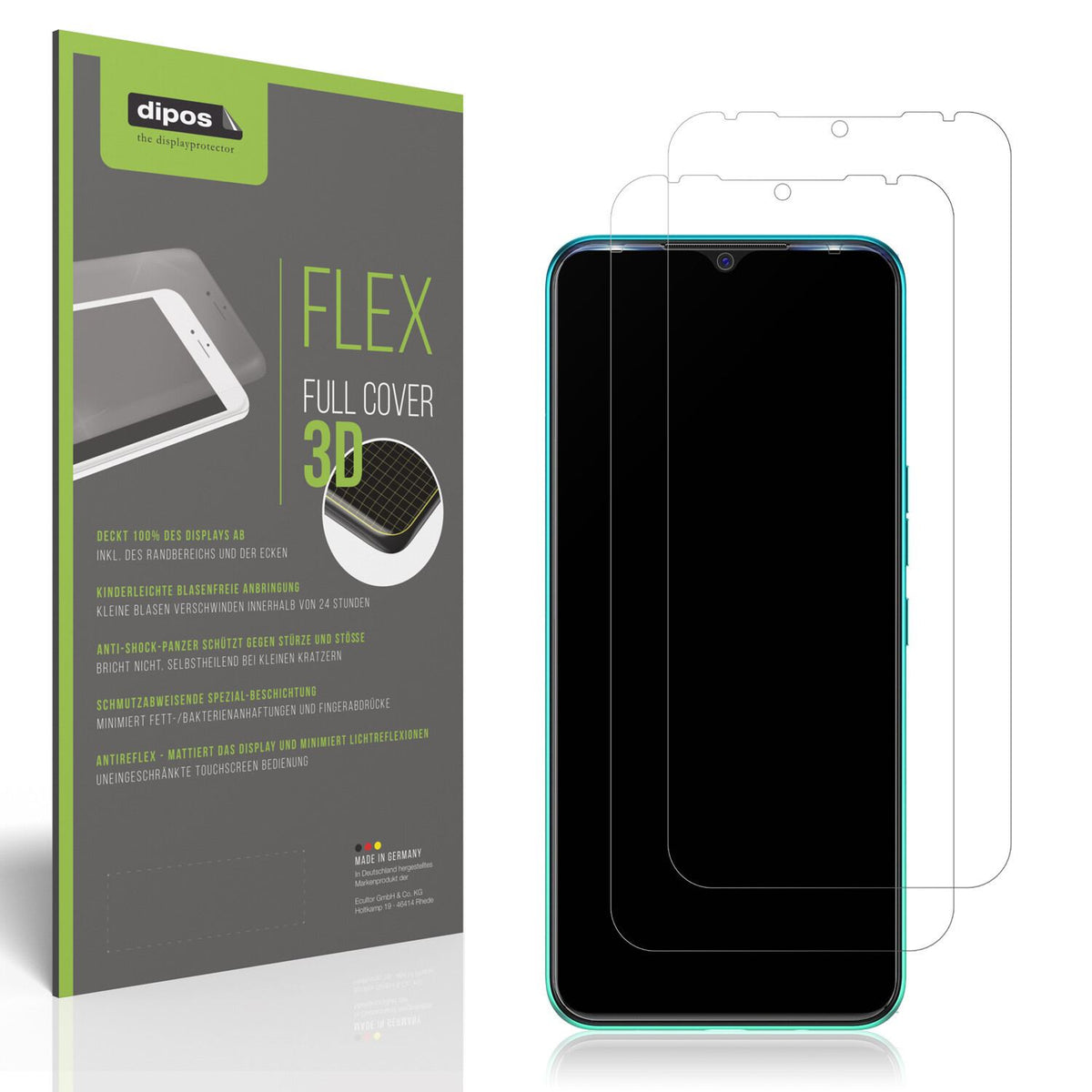 Matte Displayschutzfolie von dipos passend für Tecno Spark 7T, 100% Displayabdeckung und blasenfreie Montage