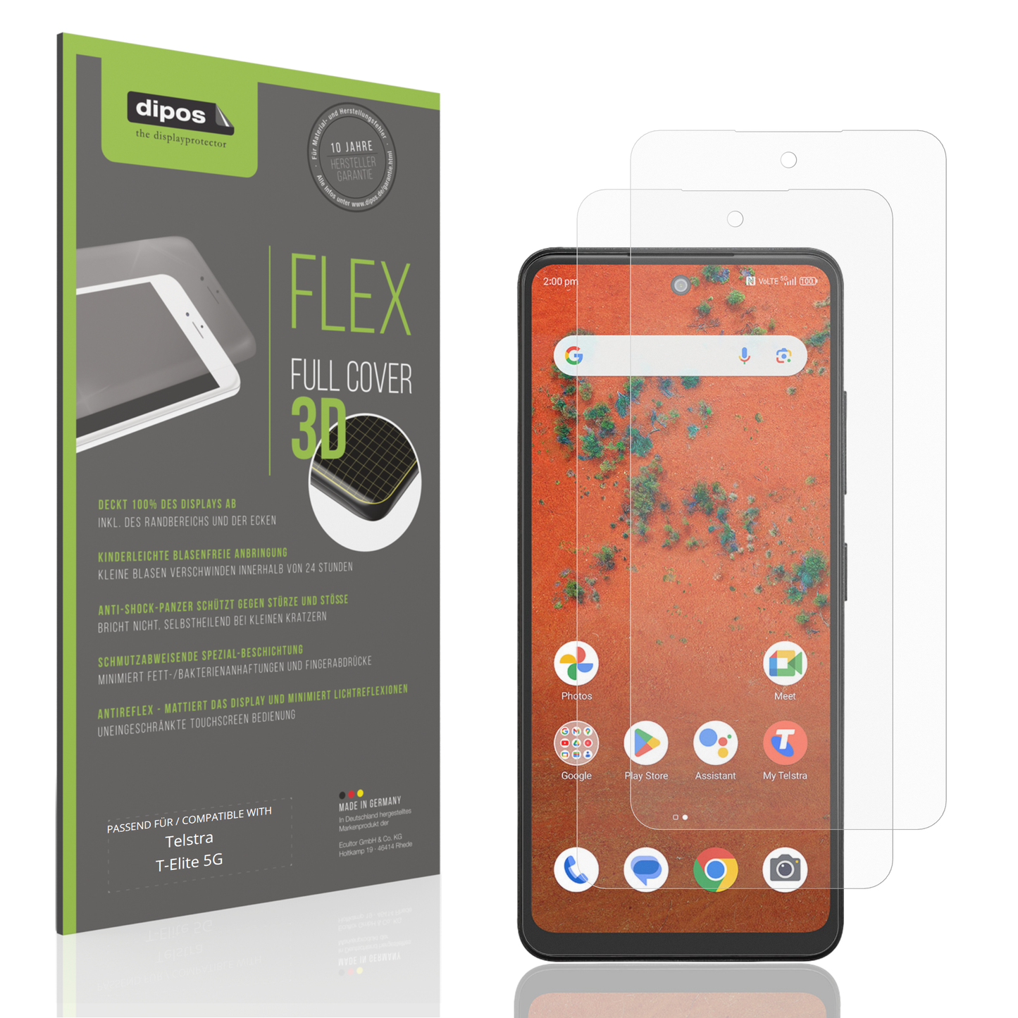 Matte Displayschutzfolie von dipos passend für Telstra T-Elite 5G, 100% Displayabdeckung und blasenfreie Montage