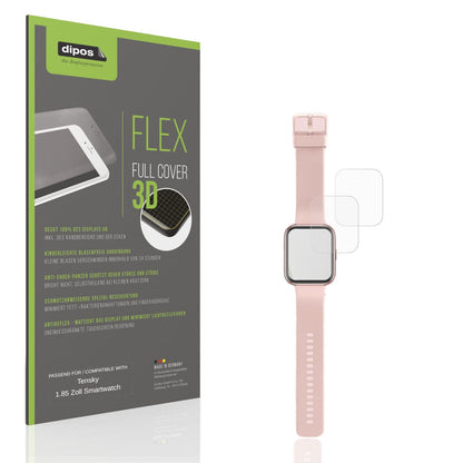 Matte Displayschutzfolie von dipos passend für Tensky 1.85 Zoll Smartwatch, 100% Displayabdeckung und blasenfreie Montage