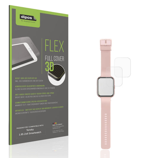 Matte Displayschutzfolie von dipos passend für Tensky 1.85 Zoll Smartwatch, 100% Displayabdeckung und blasenfreie Montage