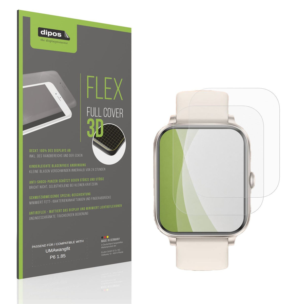 Matte Displayschutzfolie von dipos passend für UMAwangfit P6 1.85, 100% Displayabdeckung und blasenfreie Montage
