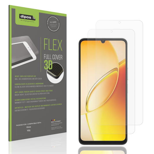 Matte Displayschutzfolie von dipos passend für Vivo Y6t, 100% Displayabdeckung und blasenfreie Montage