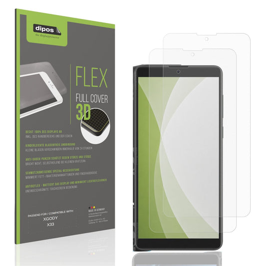 Matte Displayschutzfolie von dipos passend für XGODY X33, 100% Displayabdeckung und blasenfreie Montage