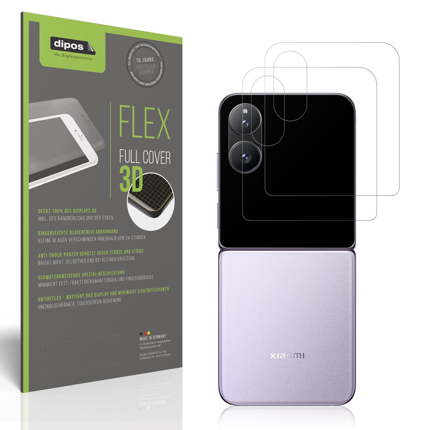 Matte Displayschutzfolie von dipos passend für Xiaomi Mix Flip 2 Außenseite, 100% Displayabdeckung und blasenfreie Montage