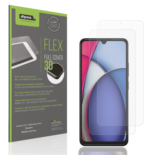 Matte Displayschutzfolie von dipos passend für Xiaomi Redmi A3 Pro, 100% Displayabdeckung und blasenfreie Montage