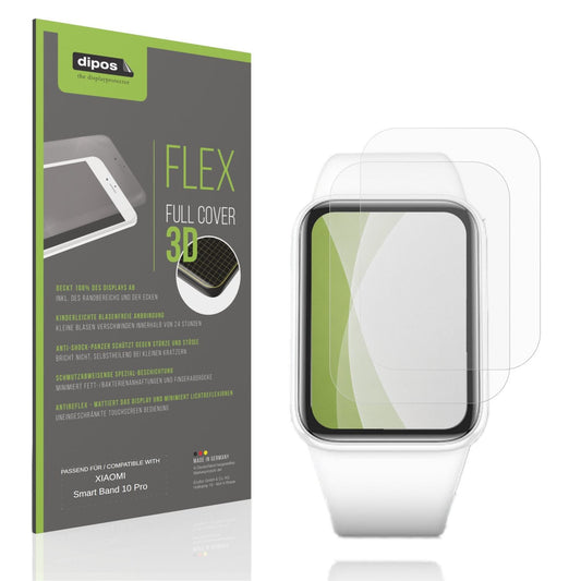 Matte Displayschutzfolie von dipos passend für XIAOMI Smart Band 10 Pro, 100% Displayabdeckung und blasenfreie Montage