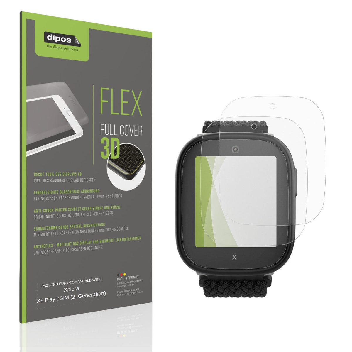 Matte Displayschutzfolie von dipos passend für Xplora X6 Play eSIM (2. Generation), 100% Displayabdeckung und blasenfreie Montage