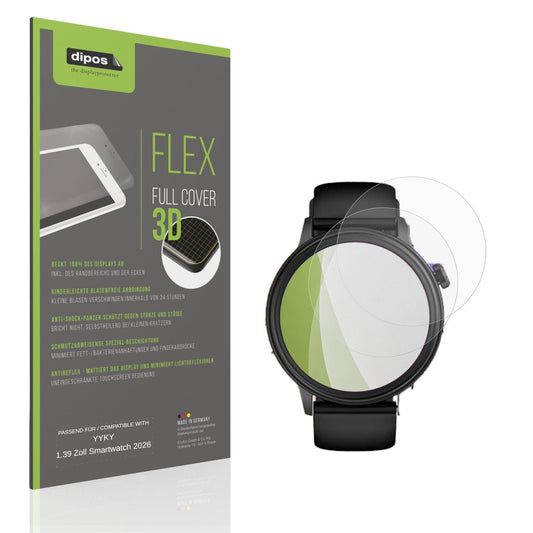 Matte Displayschutzfolie von dipos passend für YYKY 1.39 Zoll Smartwatch 2026, 100% Displayabdeckung und blasenfreie Montage