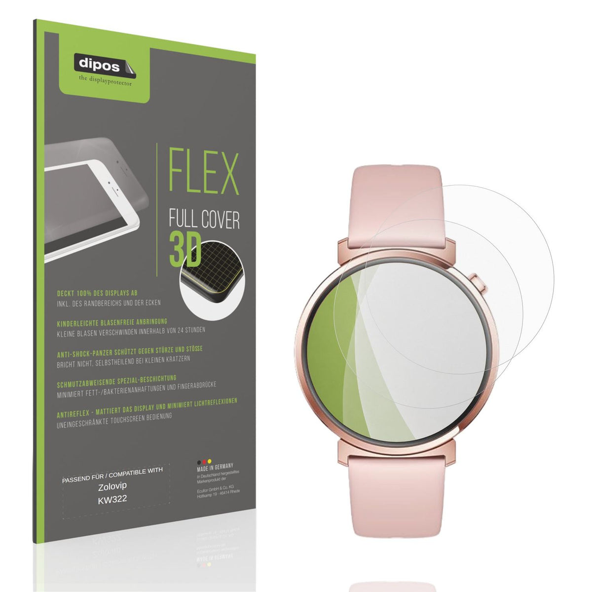 Matte Displayschutzfolie von dipos passend für Zolovip KW322, 100% Displayabdeckung und blasenfreie Montage