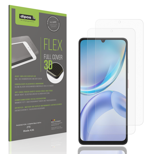 Matte Displayschutzfolie von dipos passend für ZTE Blade A36, 100% Displayabdeckung und blasenfreie Montage