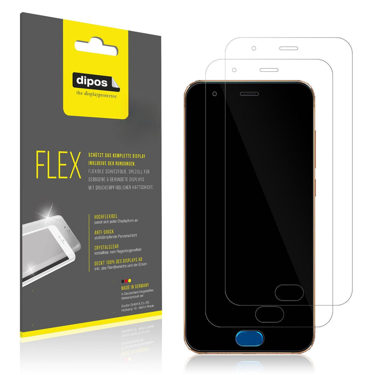 2x Screen Protector for Xiaomi Mi Note 3 Protective Film covers 100% dipos Flex