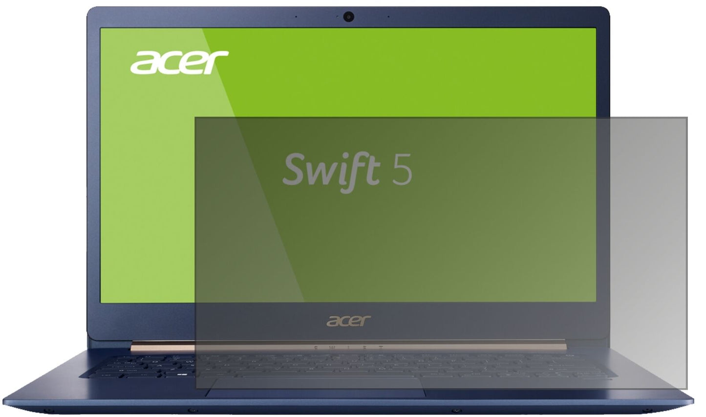 AcerSwift 5 SF514-52T mit aufgebrachtem dipos Displayschutz, der seitliche Einblicke blockiert